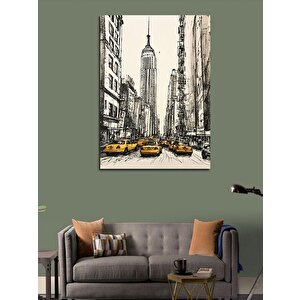 Kanvas Tablo Şehir Ve Taksiler 100x140 cm