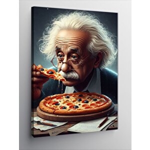 Kanvas Tablo Pizza Yiyen Albert Einstein 100x140 cm