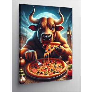 Kanvas Tablo Pizza Yiyen Baba 100x140 cm