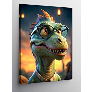 Kanvas Tablo Yeşil Gözlüklü Dinazor T-rex 50x70 cm