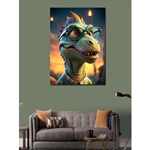 Kanvas Tablo Yeşil Gözlüklü Dinazor T-rex 50x70 cm