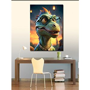 Kanvas Tablo Yeşil Gözlüklü Dinazor T-rex 50x70 cm