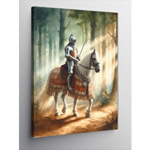 Kanvas Tablo Beyaz Atlı Şövalye Home 100x140 cm