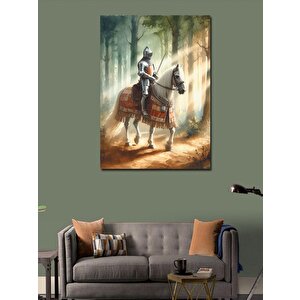Kanvas Tablo Beyaz Atlı Şövalye Home 100x140 cm