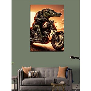 Kanvas Tablo Motorcu Timsah 100x140 cm