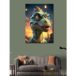 Kanvas Tablo Yeşil Gözlüklü Dinazor T-rex 70x100 cm