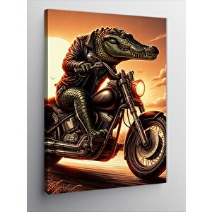 Kanvas Tablo Motorcu Timsah 50x70 cm