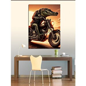 Kanvas Tablo Motorcu Timsah 50x70 cm