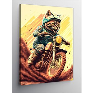 Kanvas Tablo Cross Yapan Motorlu Kedi 100x140 cm