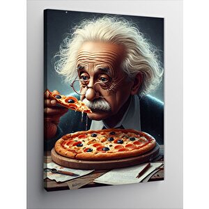 Kanvas Tablo Pizza Yiyen Albert Einstein 70x100 cm