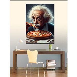 Kanvas Tablo Pizza Yiyen Albert Einstein 70x100 cm