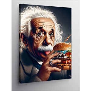 Kanvas Tablo Albert Einstein Hamburger Pop Art