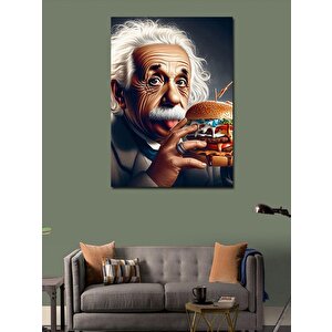 Kanvas Tablo Albert Einstein Hamburger Pop Art 50x70 cm