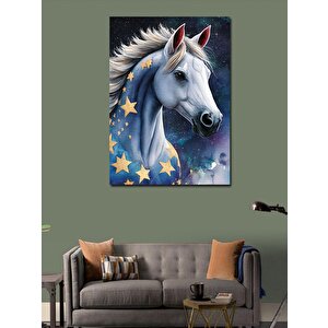 Kanvas Tablo Altınyıldızlı Beyaz At 50x70 cm