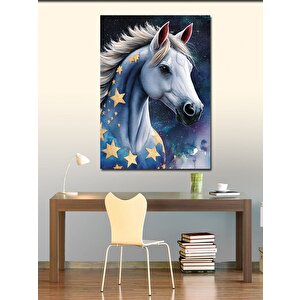 Kanvas Tablo Altınyıldızlı Beyaz At 50x70 cm
