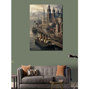 Kanvas Tablo Orta Çağ'da Buharlı Gemi 100x140 cm
