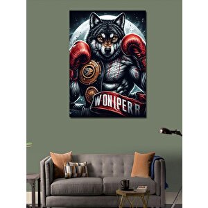 Kanvas Tablo Ay Ve Boksör Bozkurt 100x140 cm