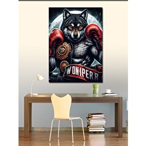 Kanvas Tablo Ay Ve Boksör Bozkurt 100x140 cm