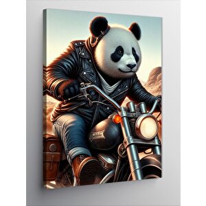 Kanvas Tablo Harley Motorcu Panda 100x140 cm