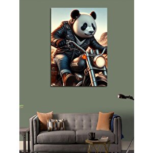 Kanvas Tablo Harley Motorcu Panda 100x140 cm