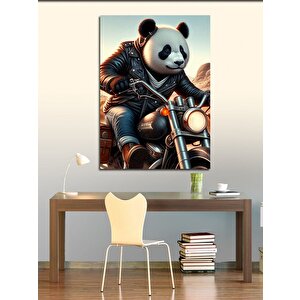 Kanvas Tablo Harley Motorcu Panda 100x140 cm