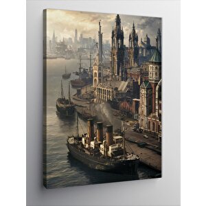 Kanvas Tablo Orta Çağ'da Buharlı Gemi 50x70 cm