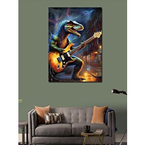 Kanvas Tablo Gitar Çalan Dinazor 100x140 cm