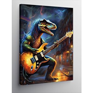 Kanvas Tablo Gitar Çalan Dinazor 70x100 cm