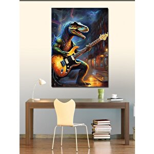 Kanvas Tablo Gitar Çalan Dinazor 70x100 cm