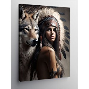 Kanvas Tablo Kızıldereli Kız Ve Kurt 100x140 cm