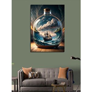 Kanvas Tablo Şişe İçinde Gemi 70x100 cm