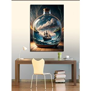 Kanvas Tablo Şişe İçinde Gemi 100x140 cm