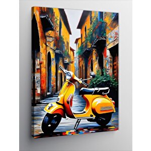 Kanvas Tablo Sarı Scooter Motor 100x140 cm