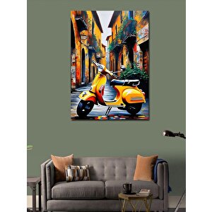 Kanvas Tablo Sarı Scooter Motor 100x140 cm