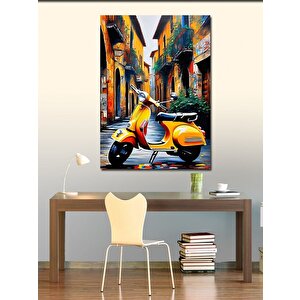 Kanvas Tablo Sarı Scooter Motor 100x140 cm