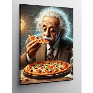Kanvas Tablo Pizza Yiyen Albert Einstein 100x140 cm
