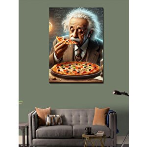 Kanvas Tablo Pizza Yiyen Albert Einstein 100x140 cm