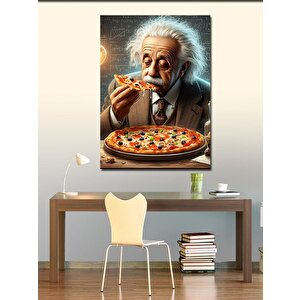 Kanvas Tablo Pizza Yiyen Albert Einstein 100x140 cm