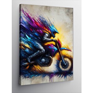 Kanvas Tablo Renkli Soyut Cross Motosiklet 70x100 cm