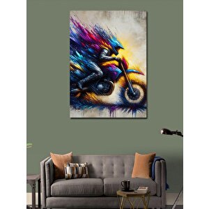 Kanvas Tablo Renkli Soyut Cross Motosiklet 70x100 cm