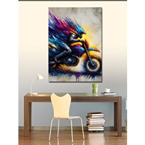 Kanvas Tablo Renkli Soyut Cross Motosiklet 70x100 cm