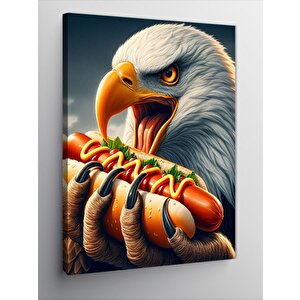 Kanvas Tablo Hotdog Yiyen Kartal 100x140 cm