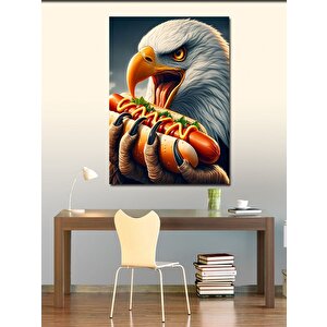 Kanvas Tablo Hotdog Yiyen Kartal 100x140 cm