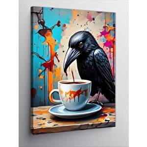 Kanvas Tablo Kahve İçen Karga 50x70 cm