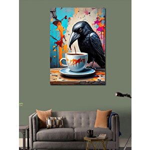 Kanvas Tablo Kahve İçen Karga 50x70 cm