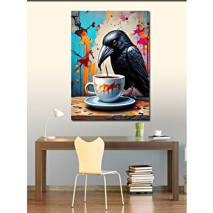 Kanvas Tablo Kahve İçen Karga 100x140 cm
