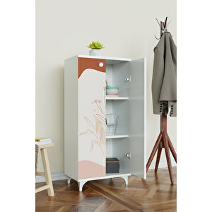 Soft Lines 3 Raflı Çok Amaçlı Dolap Mutfak Salon Banyo Ofis Salon Dolabı Beyaz Beyaz