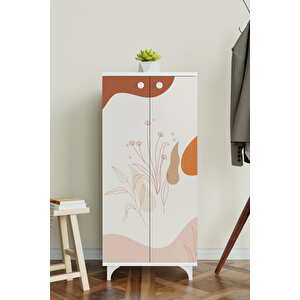 Soft Lines 3 Raflı Çok Amaçlı Dolap Mutfak Salon Banyo Ofis Salon Dolabı Beyaz Beyaz