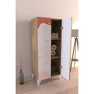 Soft Lines 3 Raflı Çok Amaçlı Dolap Mutfak Salon Banyo Ofis Salon Dolabı Beyaz Atlantik Çam