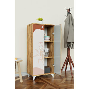 Soft Lines 3 Raflı Çok Amaçlı Dolap Mutfak Salon Banyo Ofis Salon Dolabı Beyaz Atlantik Çam